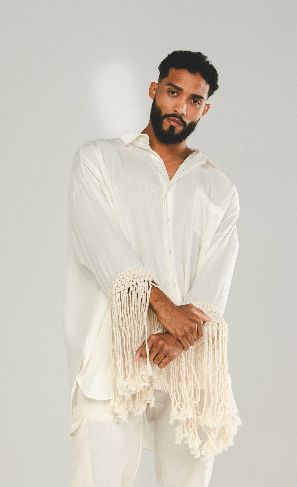 Camisa Franjas Oversized Off White