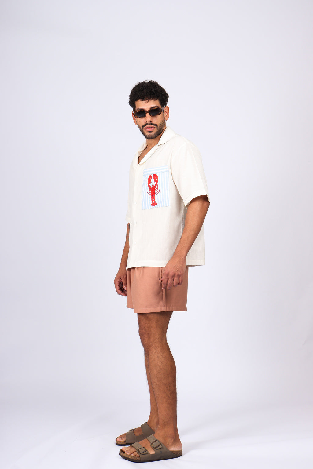 Camisa Linho Bolso Lagosta Bordado Off White
