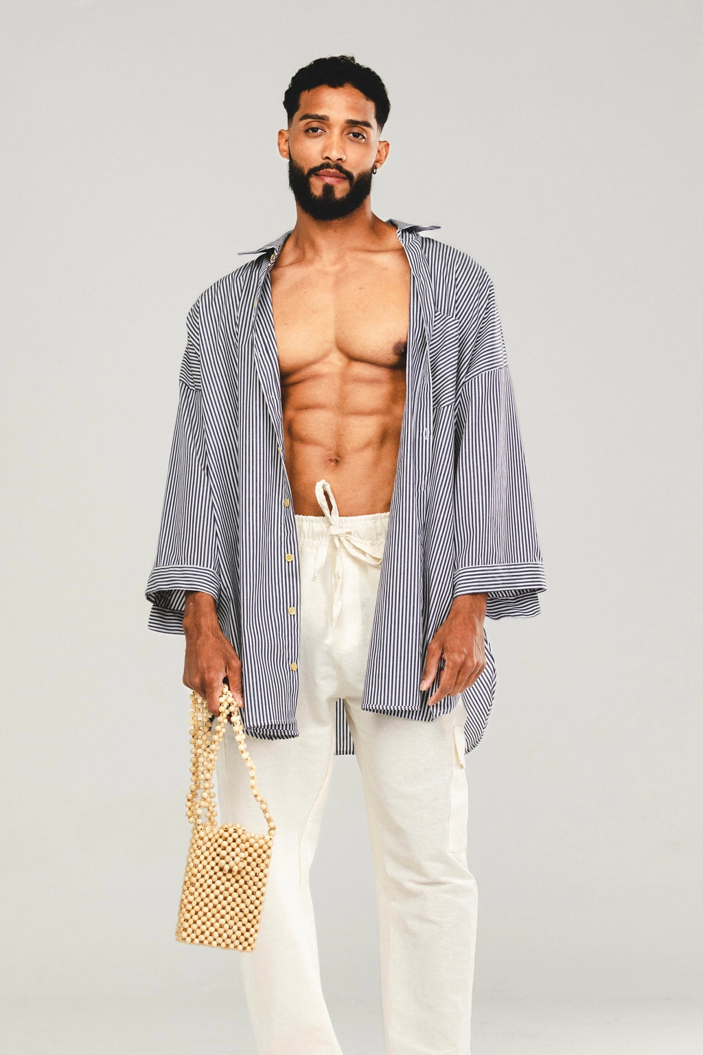 Camisa Listras Oversized Azul