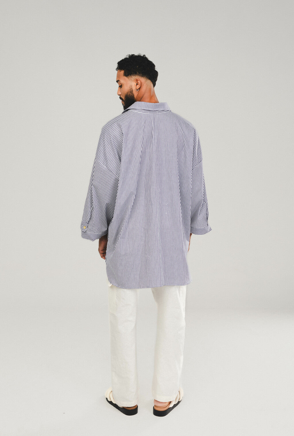 Camisa Listras Oversized Azul