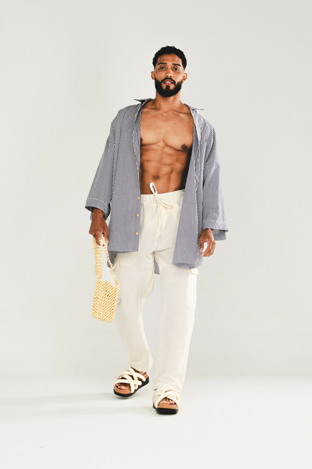 Camisa Listras Oversized Azul