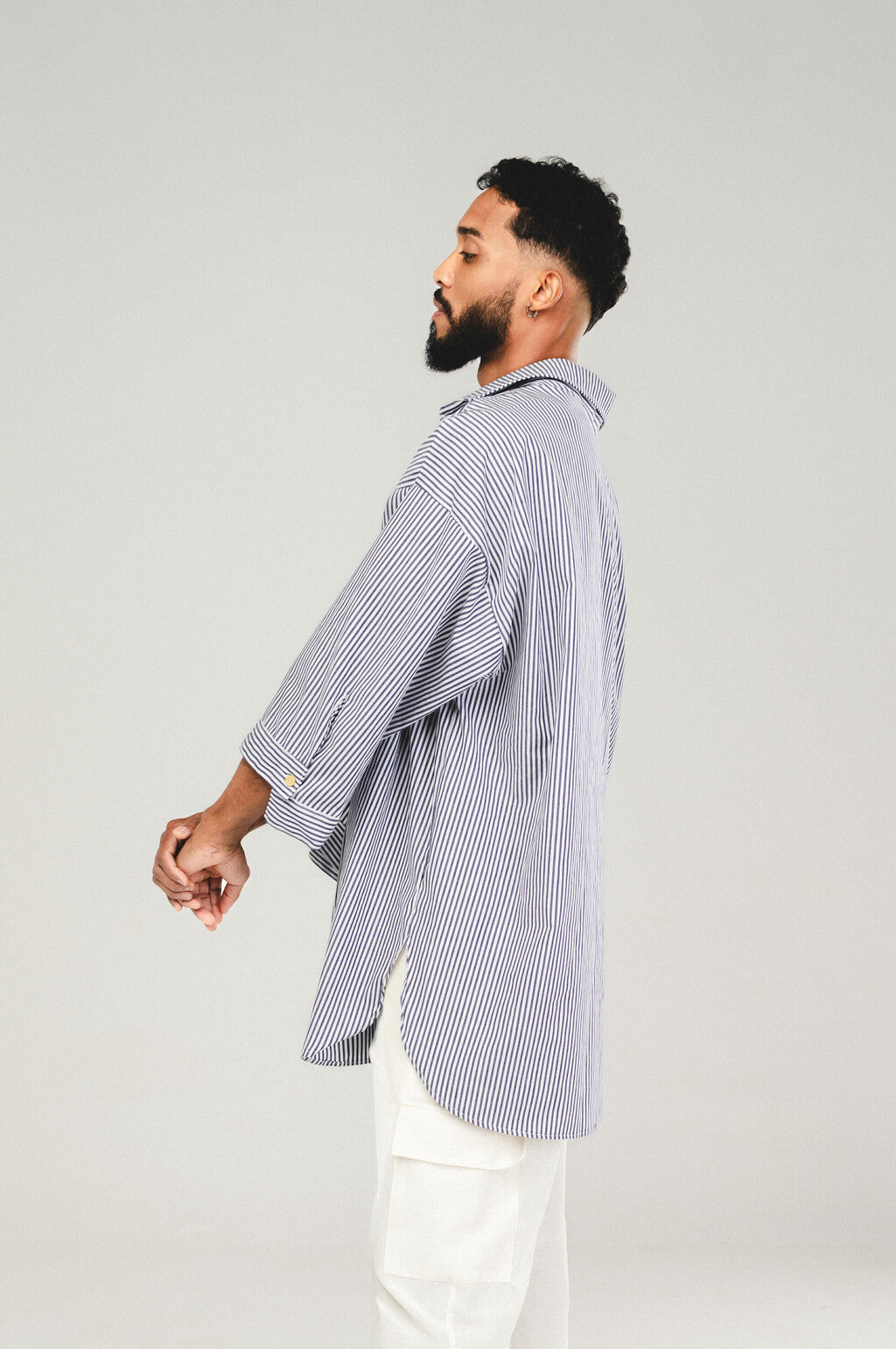 Camisa Listras Oversized Azul