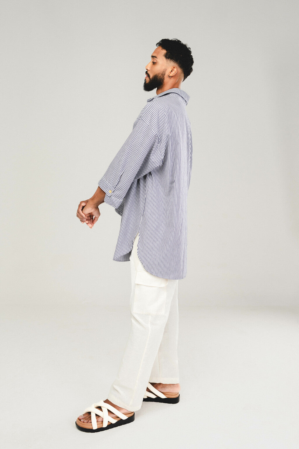 Camisa Listras Oversized Azul
