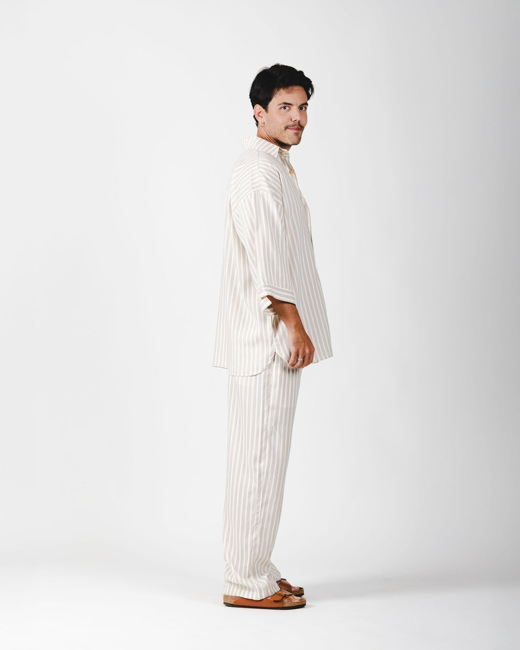 Camisa Listras Oversized Cinza
