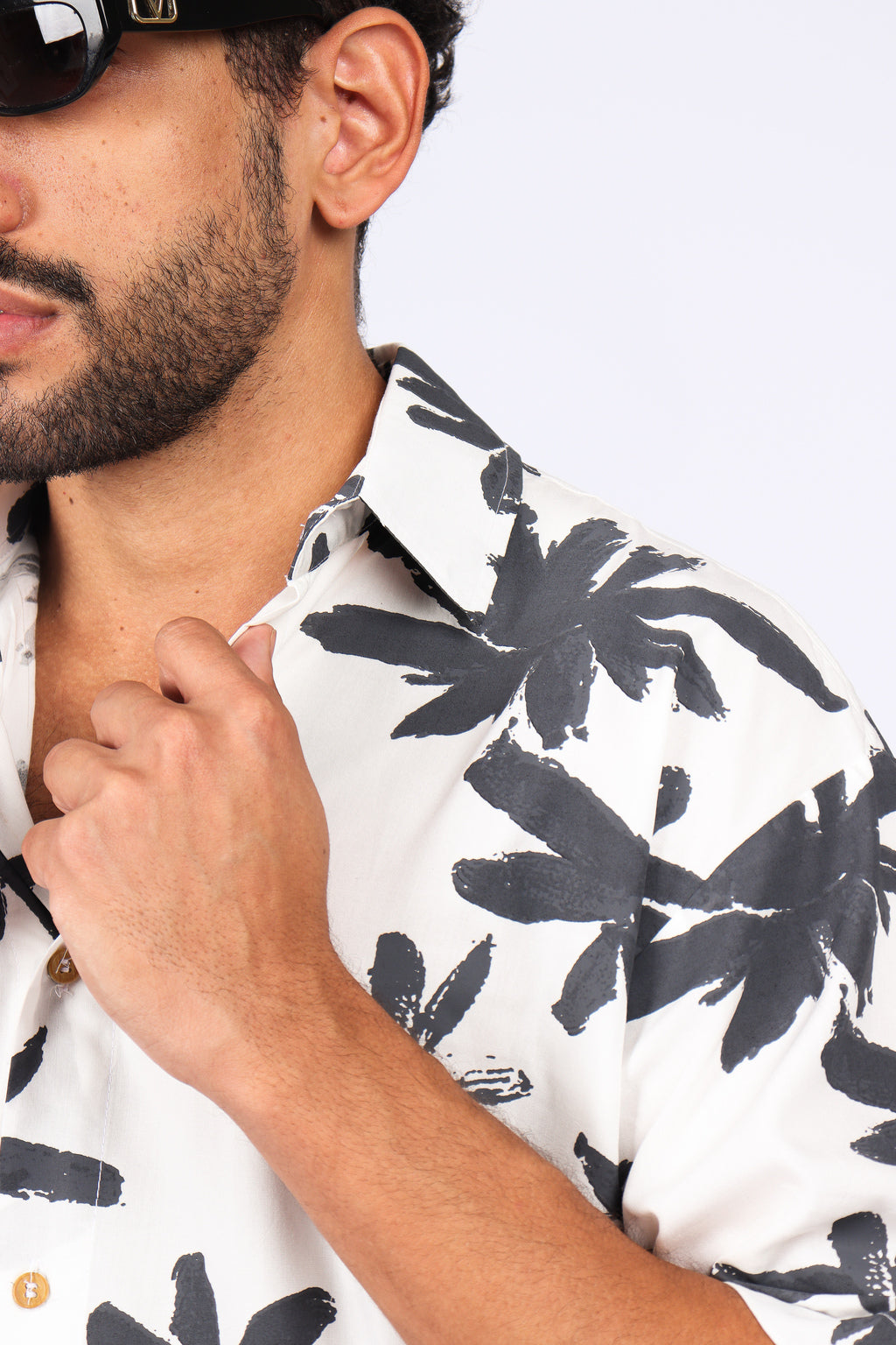 Camisa Over Estampada Flores Off White