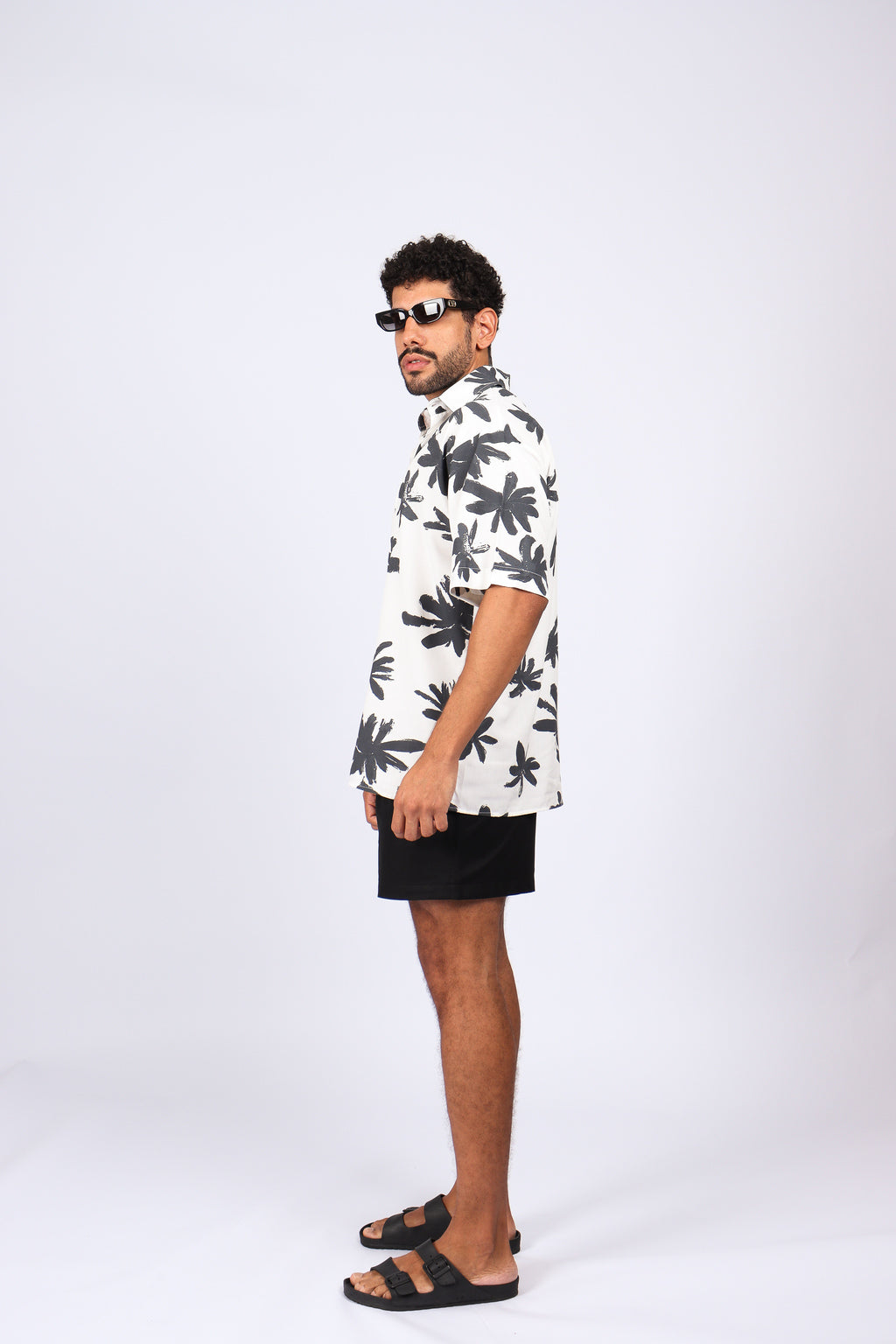 Camisa Over Estampada Flores Off White