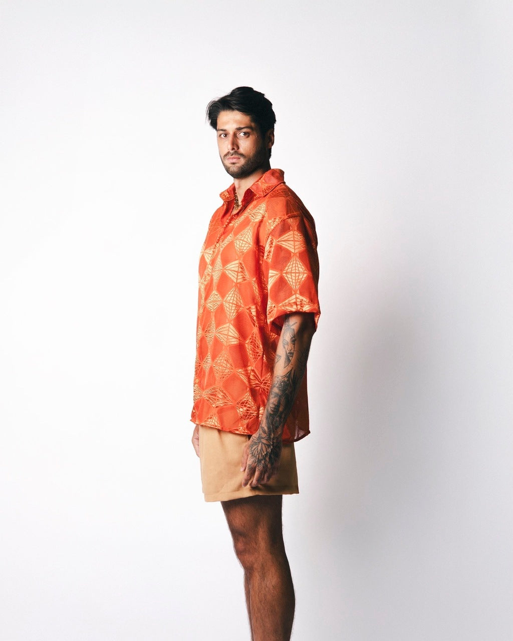 Camisa Over Geométrica Terracota