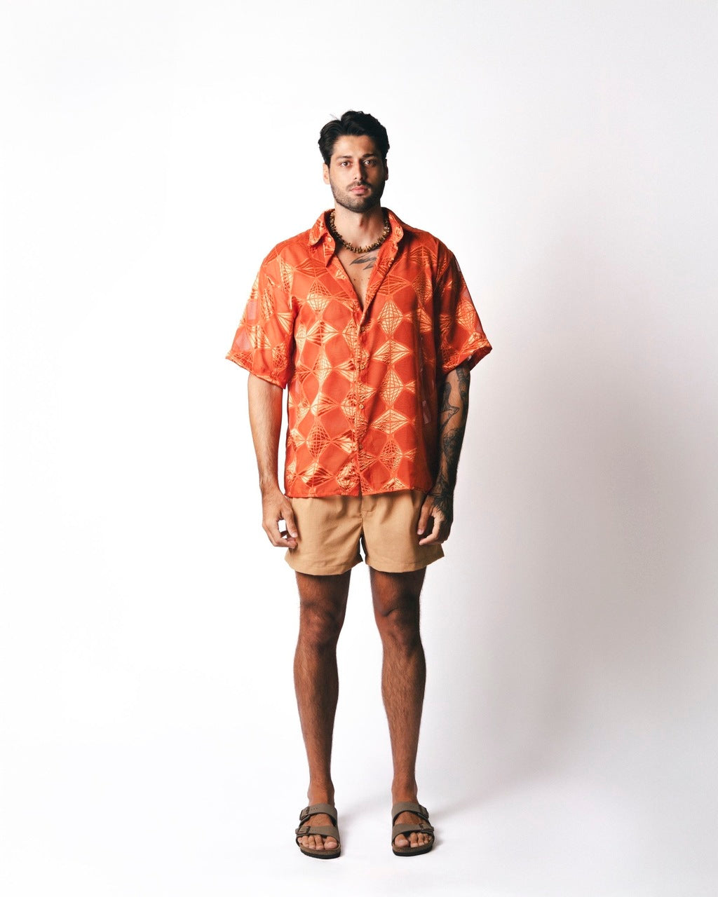 Camisa Over Geométrica Terracota