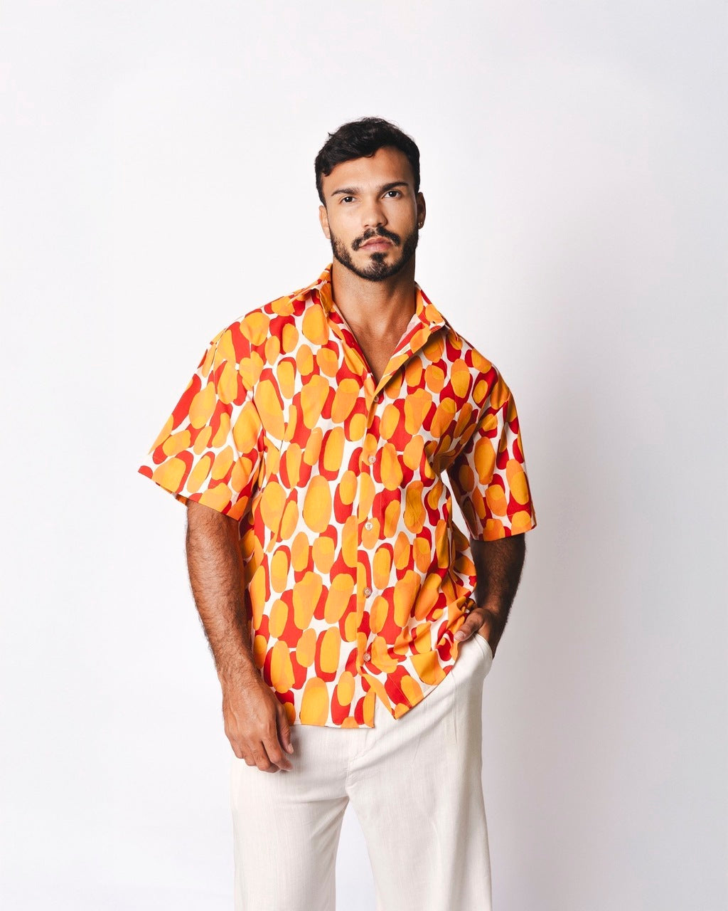 Camisa Over Tropical Laranja