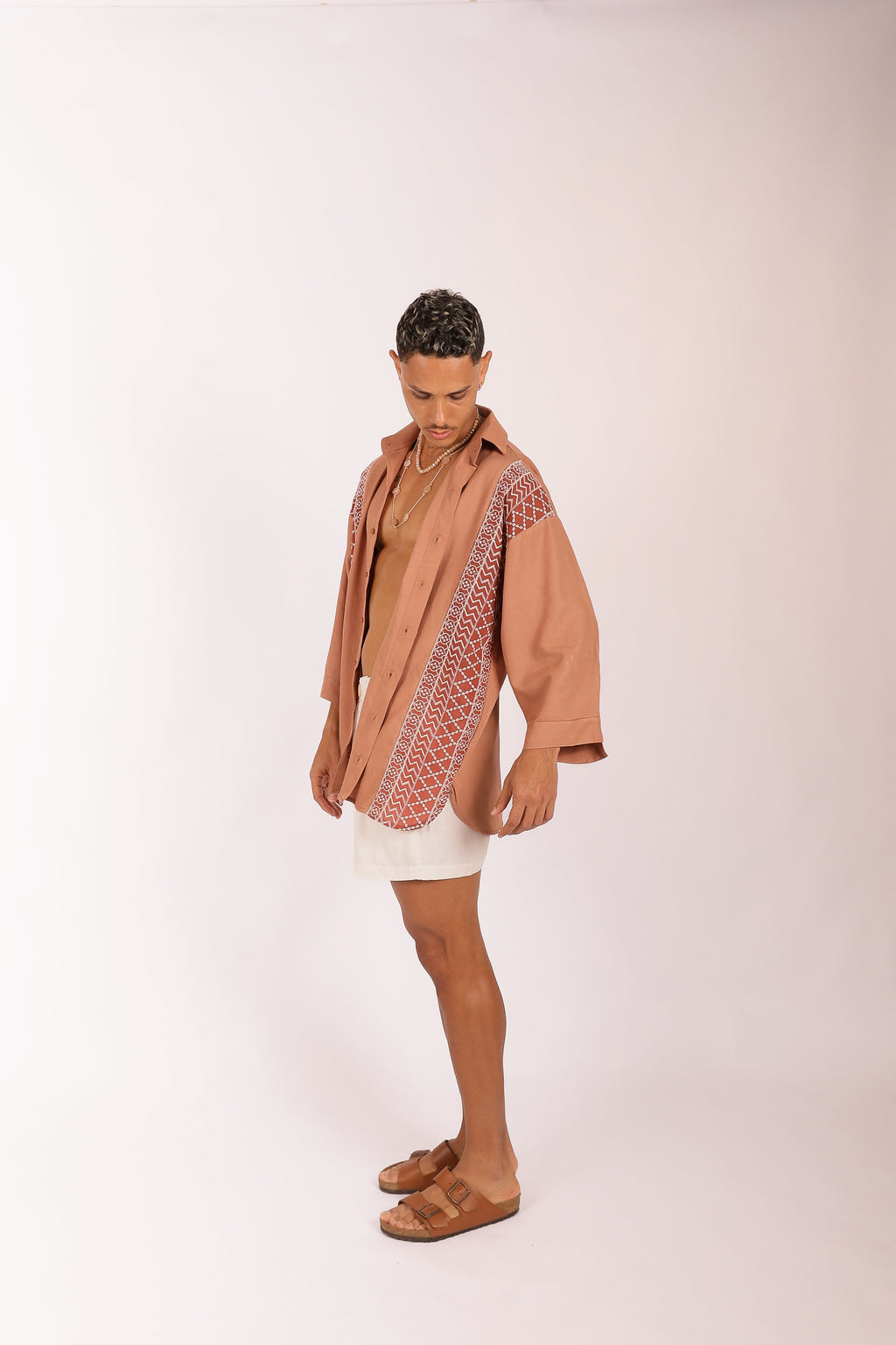 Camisa Oversize Bordado Terracota