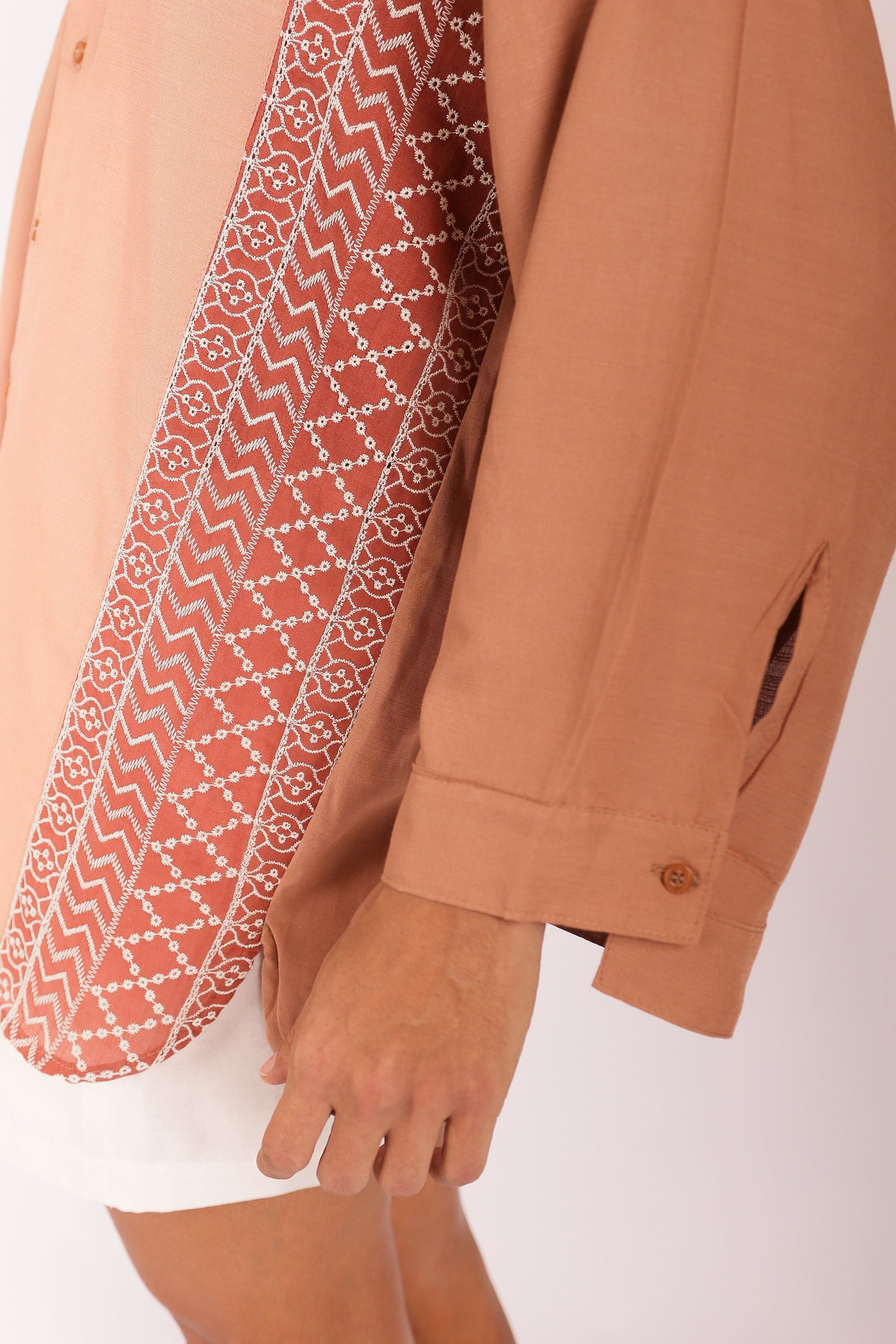 Camisa Oversize Bordado Terracota
