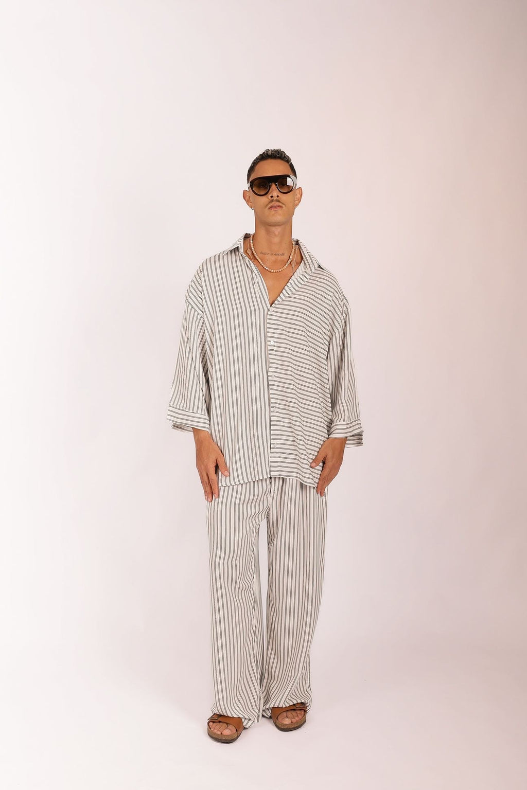 Camisa Oversized de Listras Branca