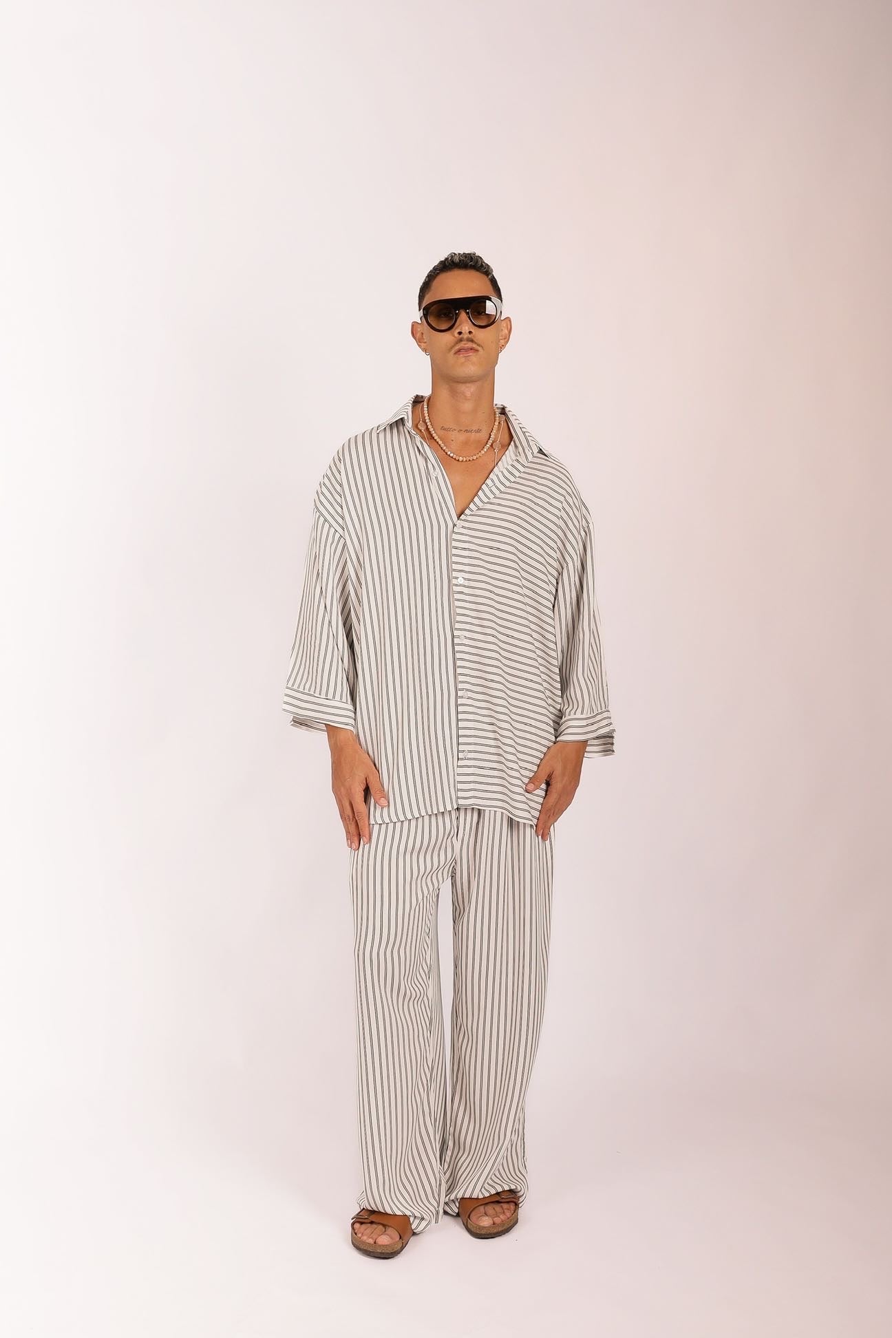 Camisa Oversized de Listras Branca