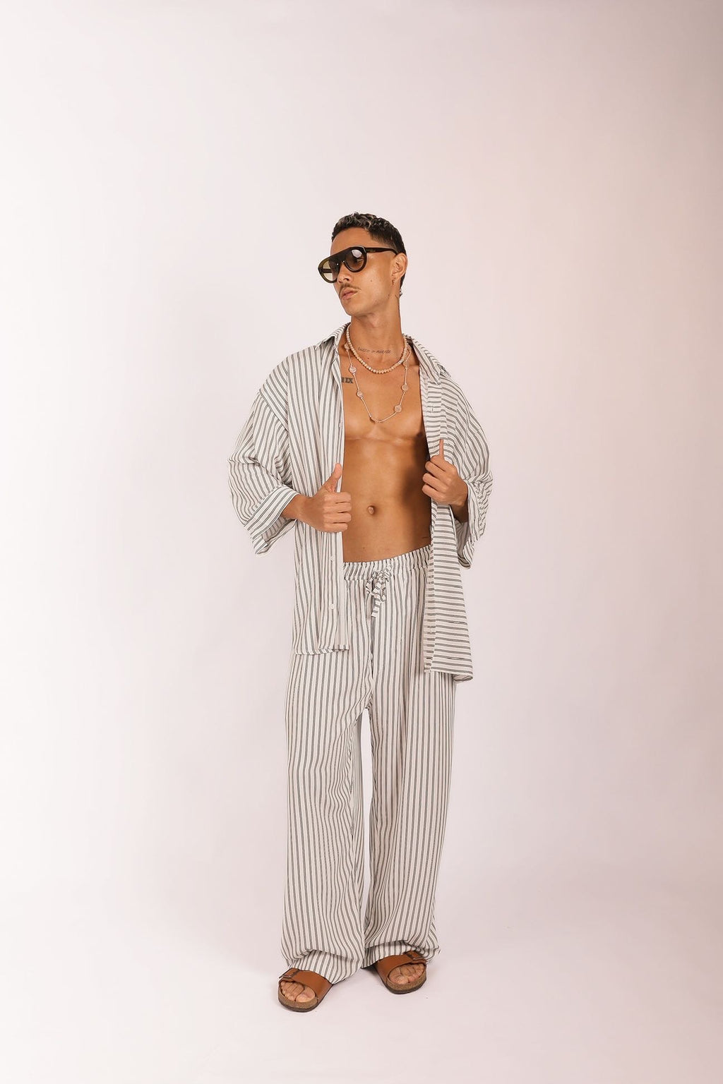Camisa Oversized de Listras Branca