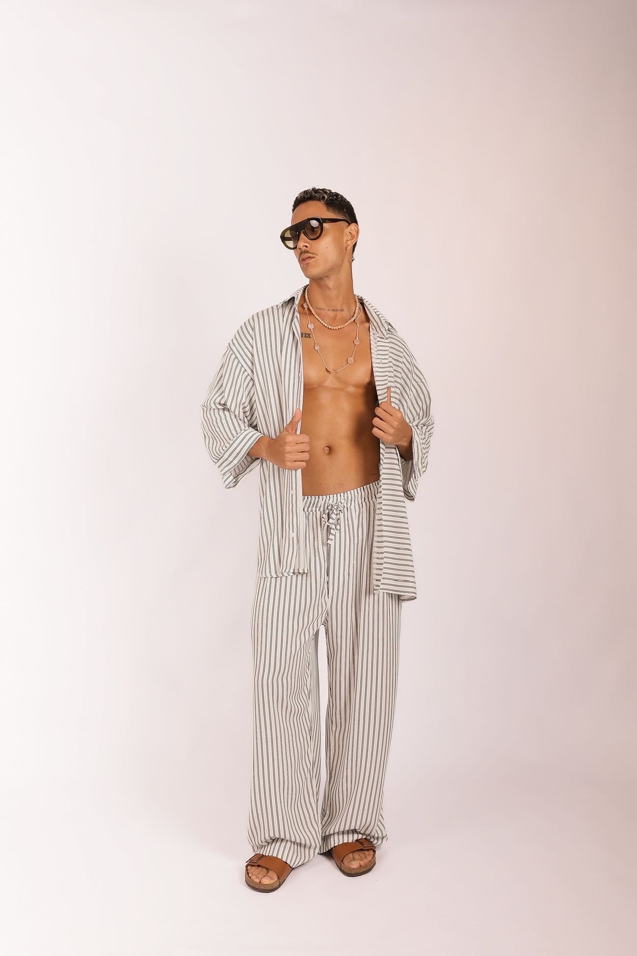 Camisa Oversized de Listras Branca