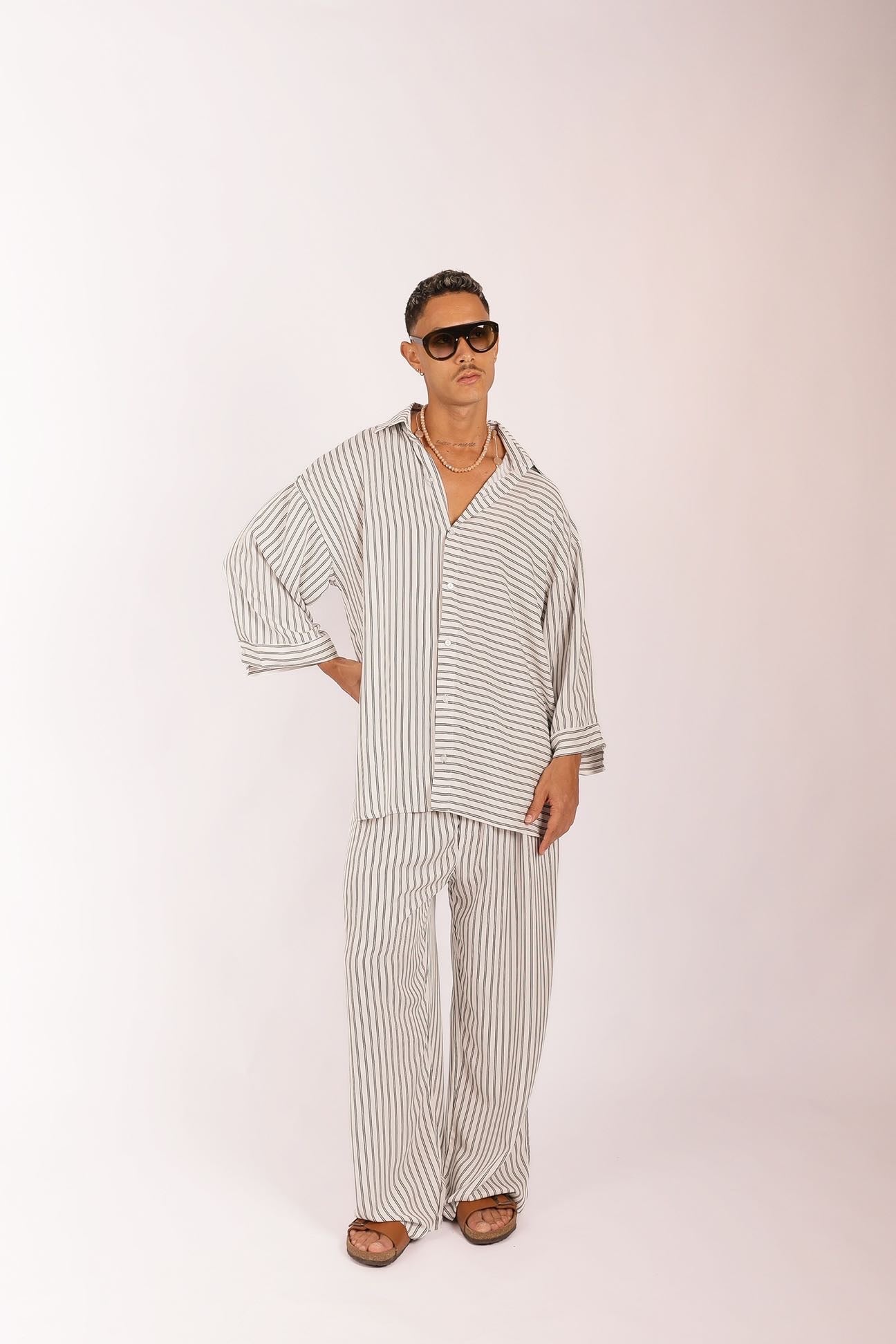 Camisa Oversized de Listras Branca
