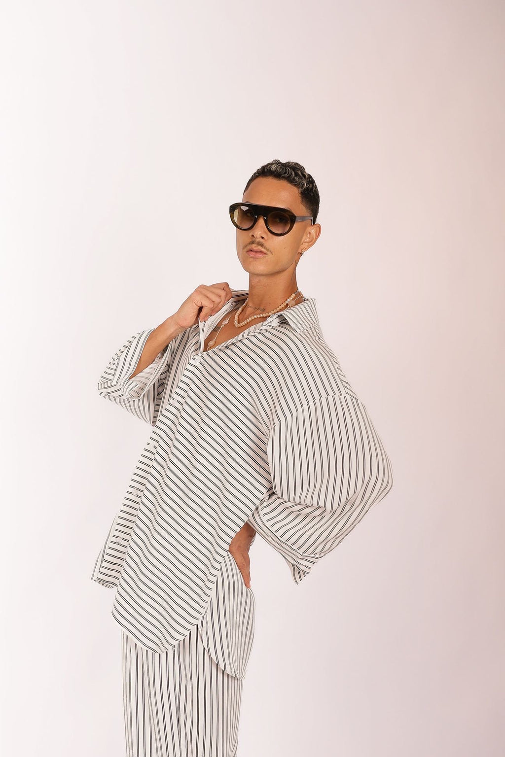 Camisa Oversized de Listras Branca