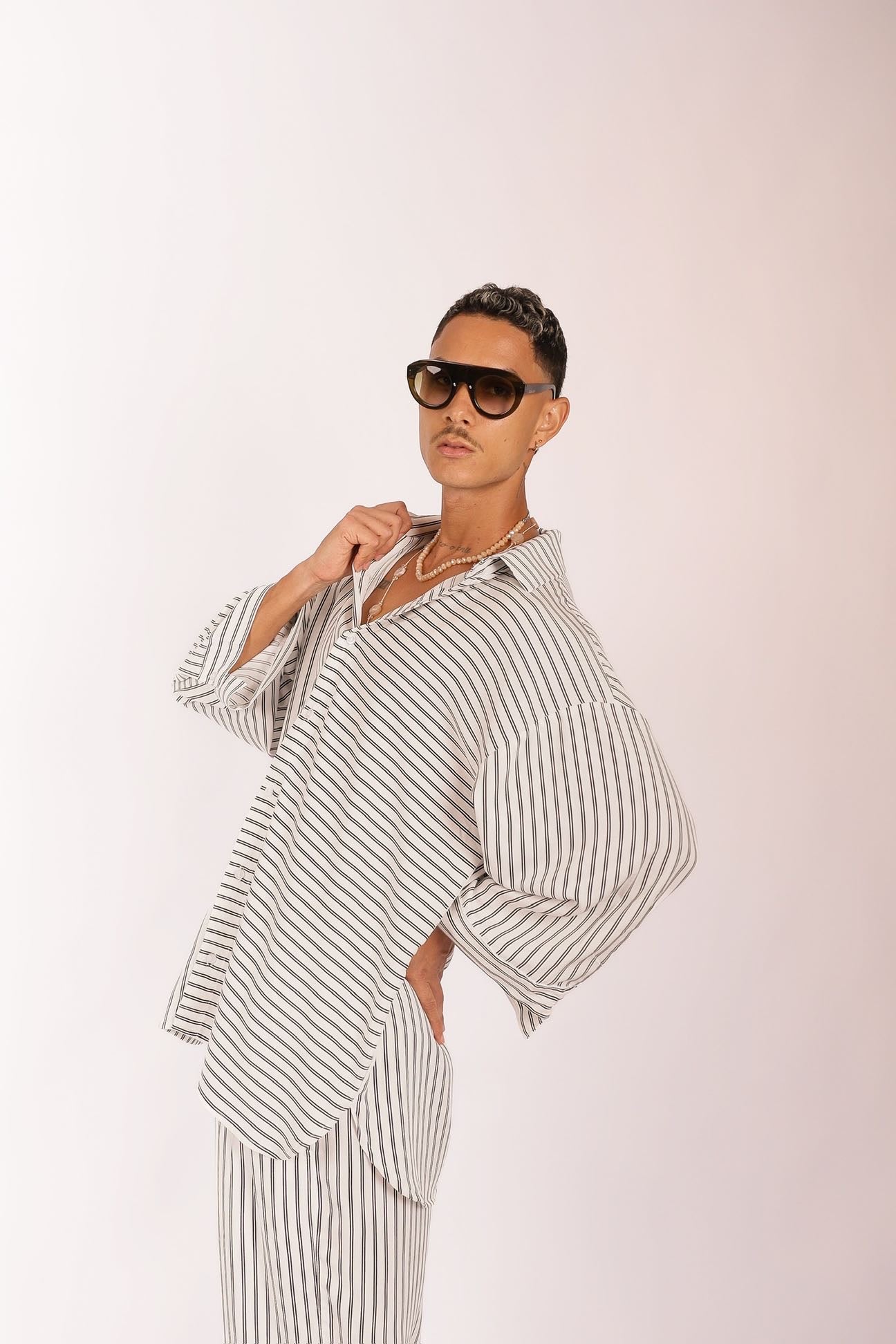 Camisa Oversized de Listras Branca