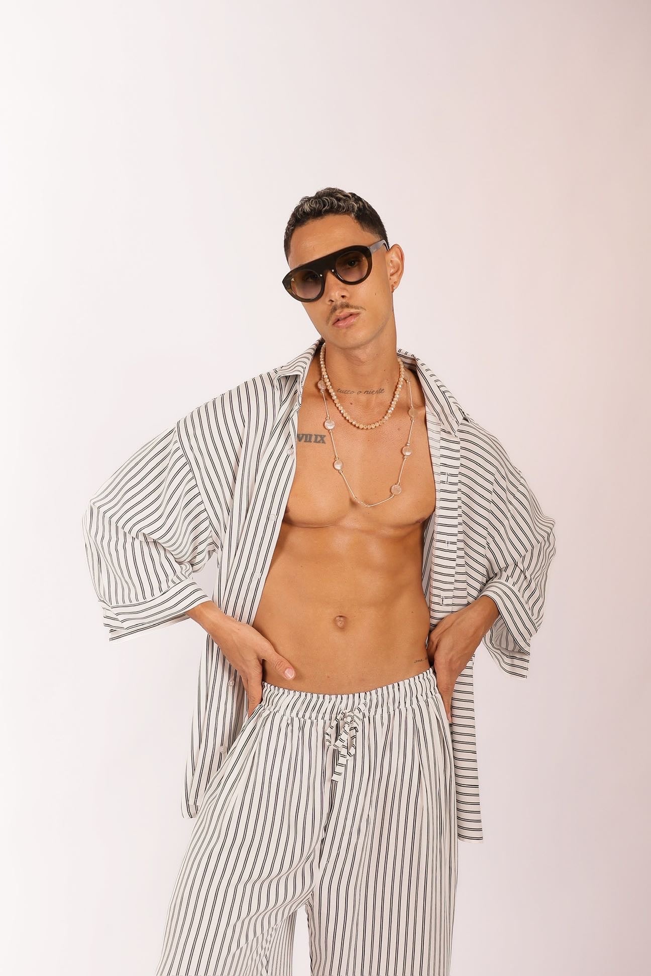 Camisa Oversized de Listras Branca