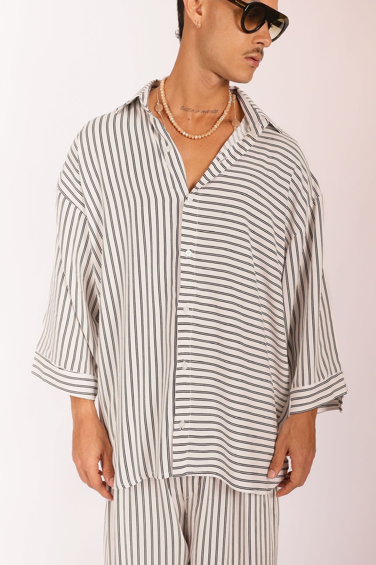 Camisa Oversized de Listras Branca