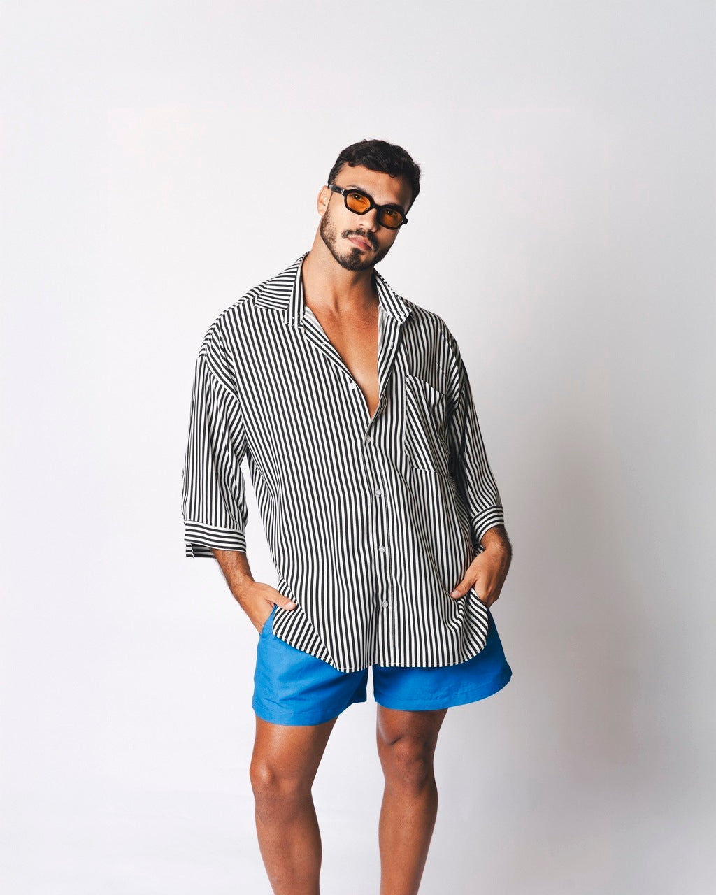 Camisa Oversized Listras Preta