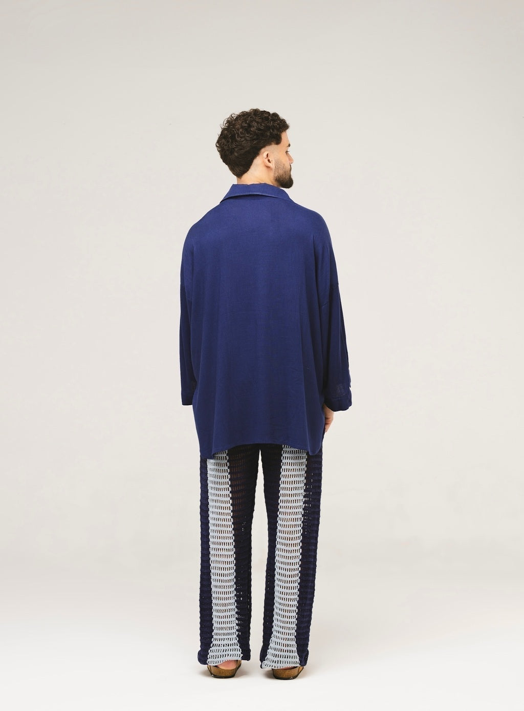 Camisa Oversized Viscose Azul Marinho