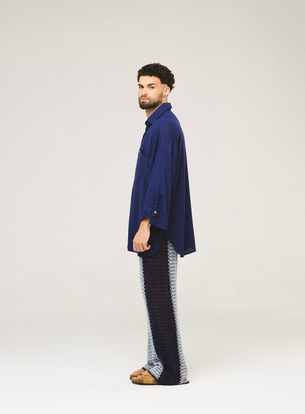 Camisa Oversized Viscose Azul Marinho