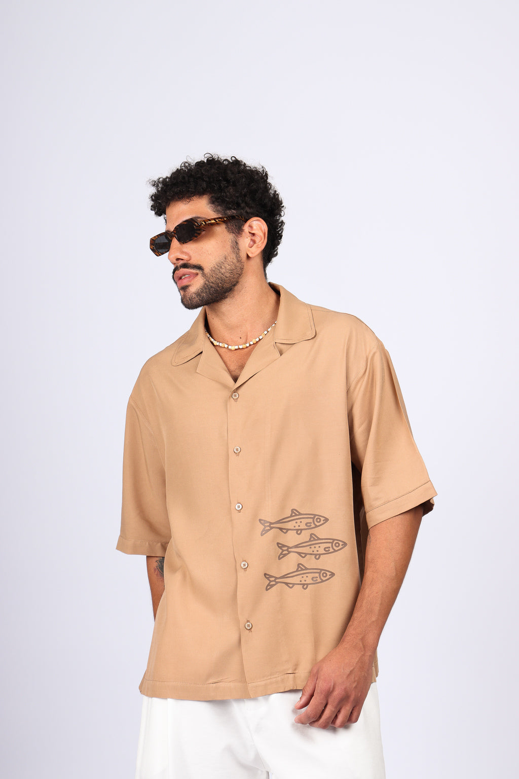 Camisa Peixes Bege