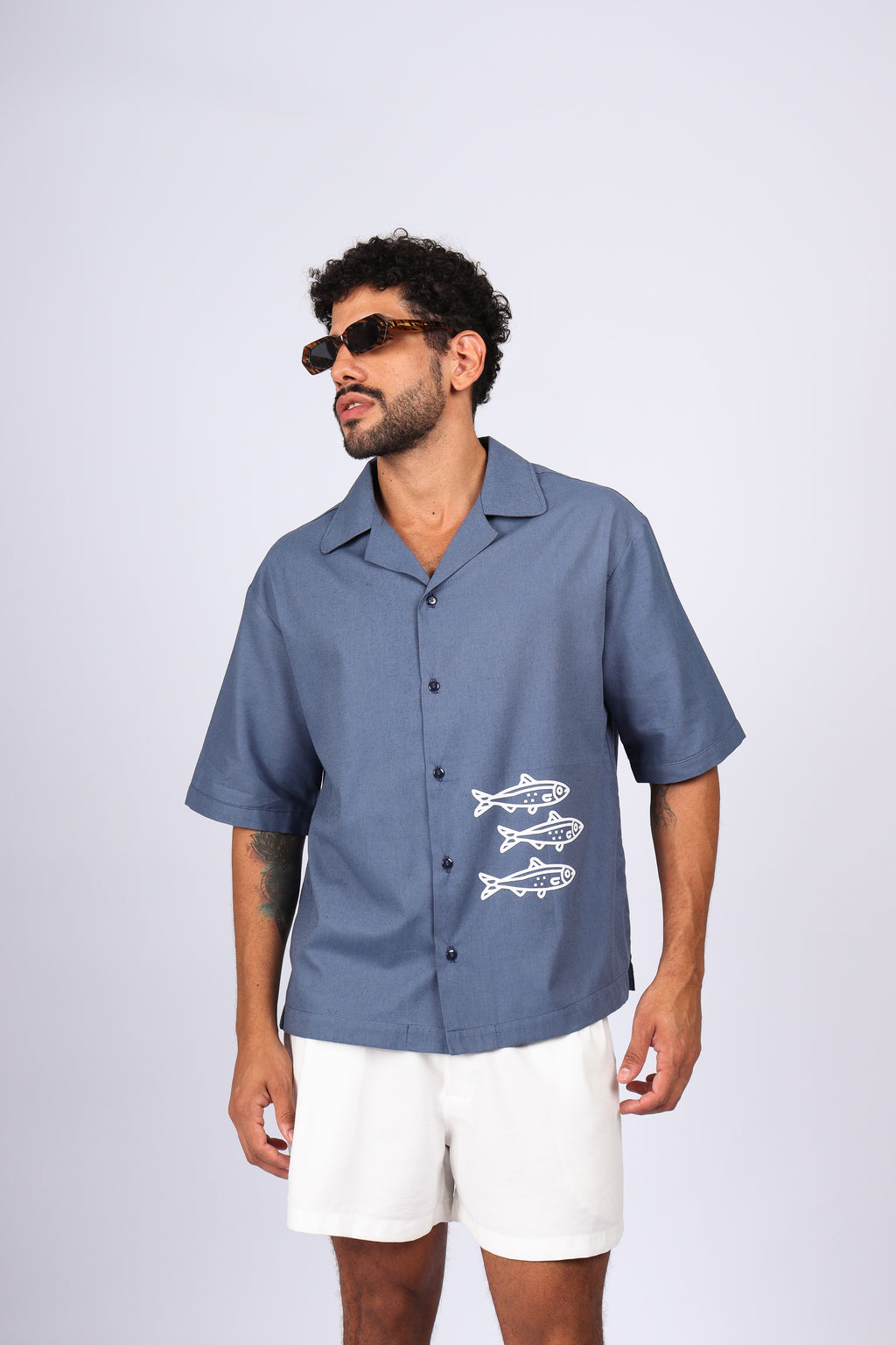 Camisa Peixes Azul