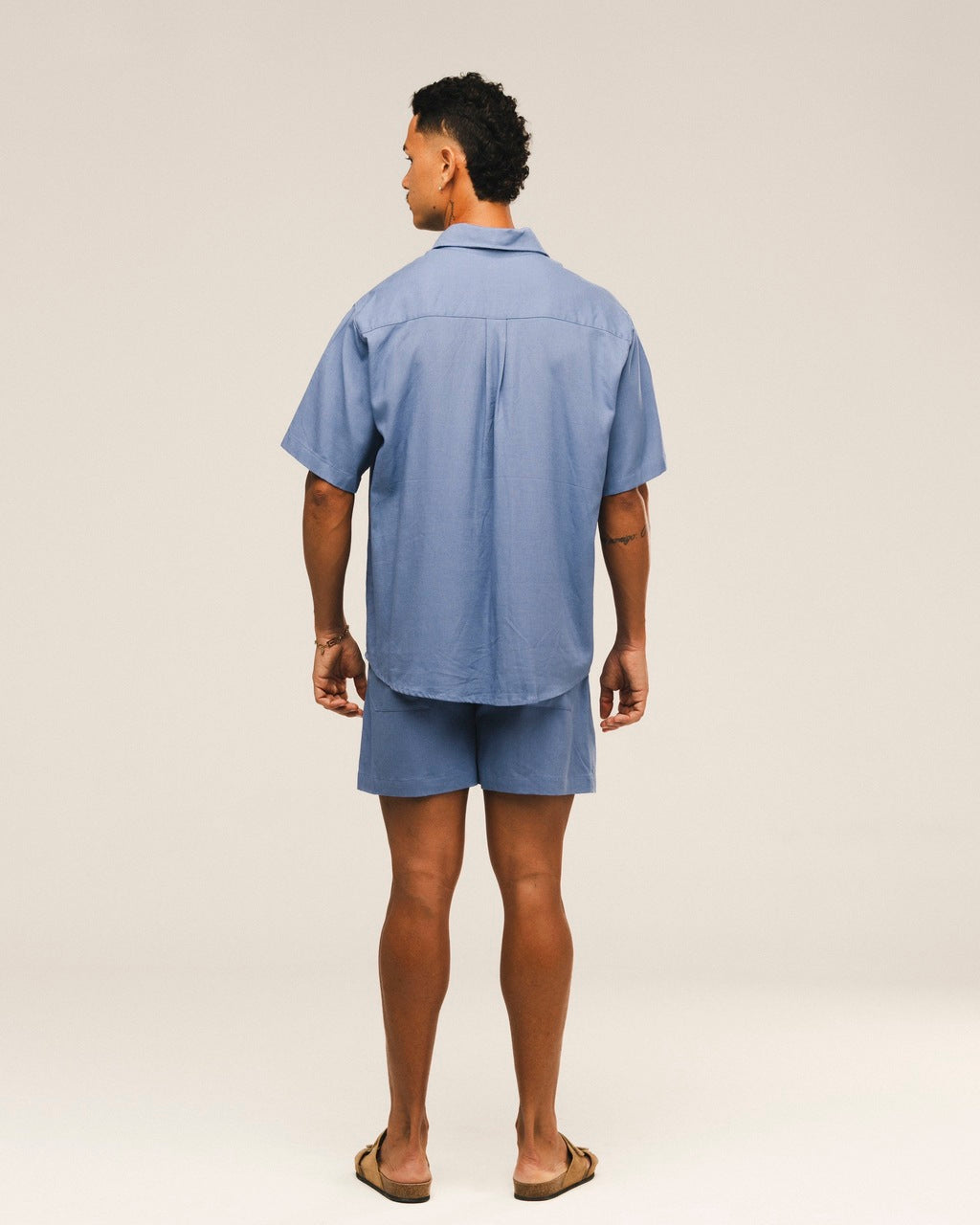 Camisa Recorte Linho Azul