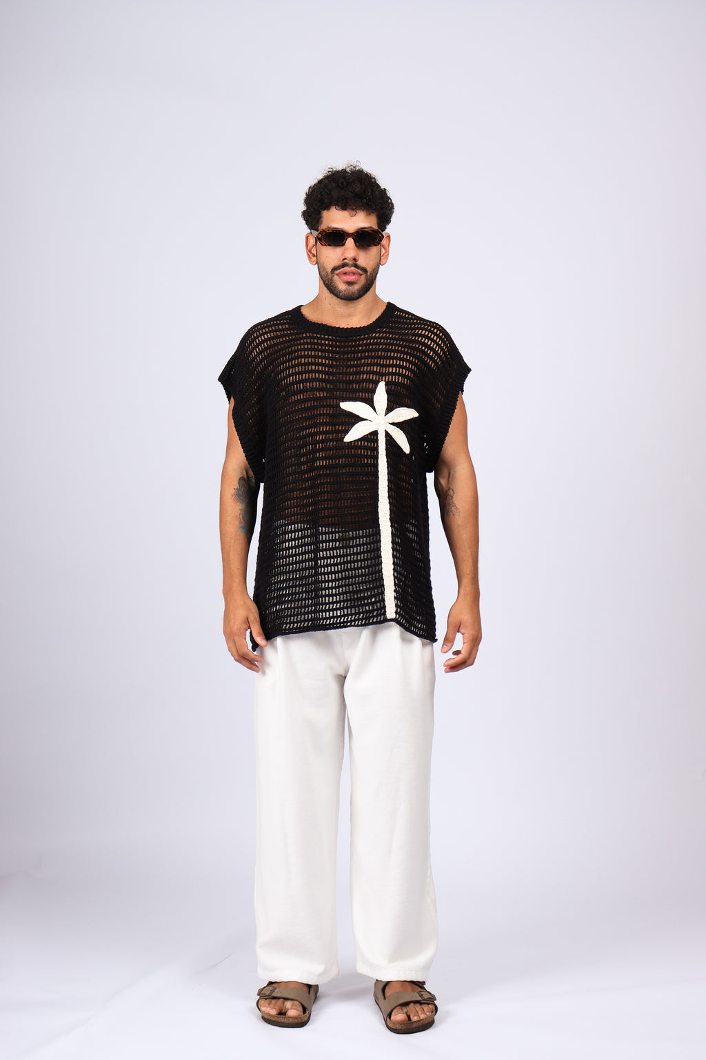 Camisa Regata Crochê Coqueiro Preta