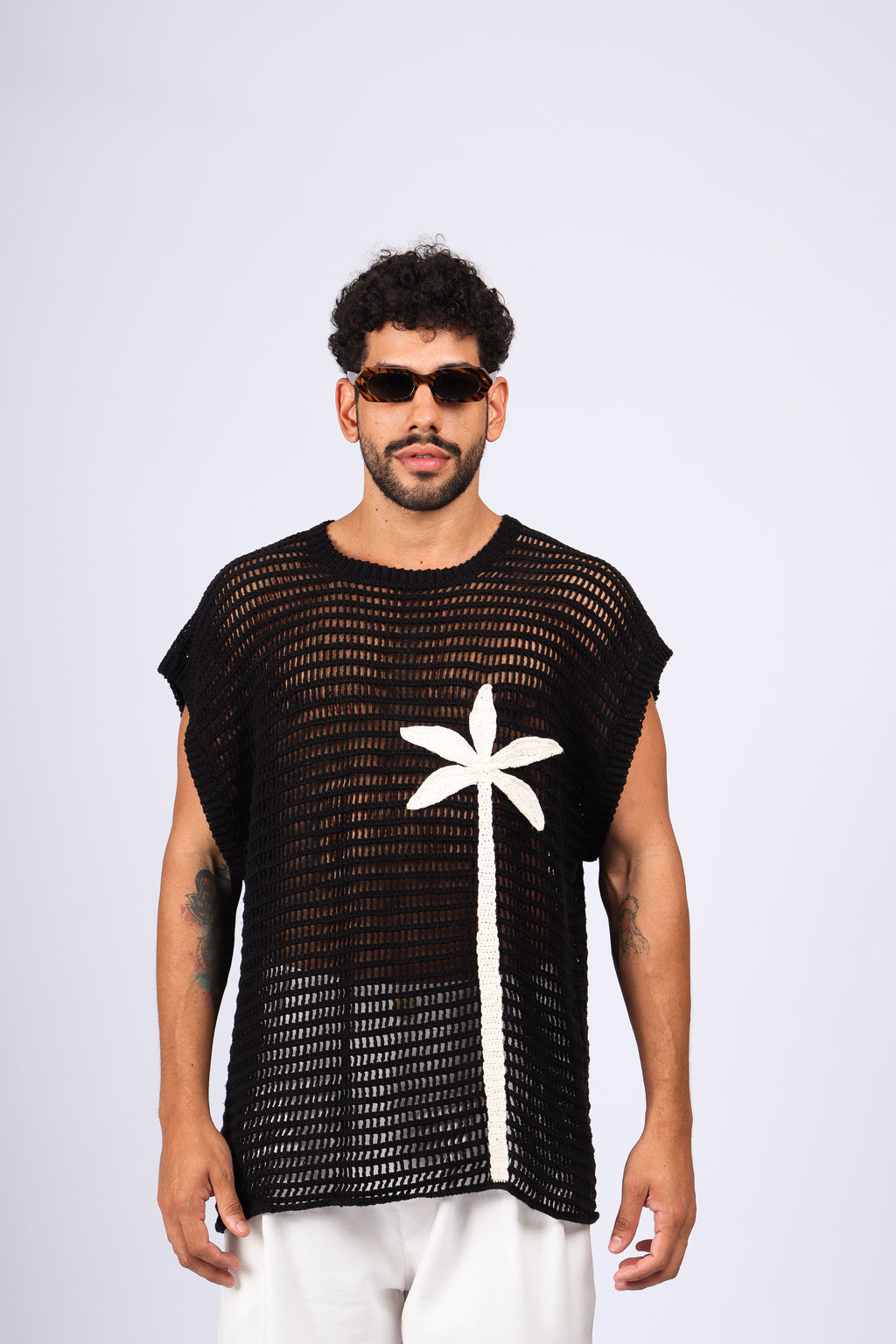 Camisa Regata Crochê Coqueiro Preta