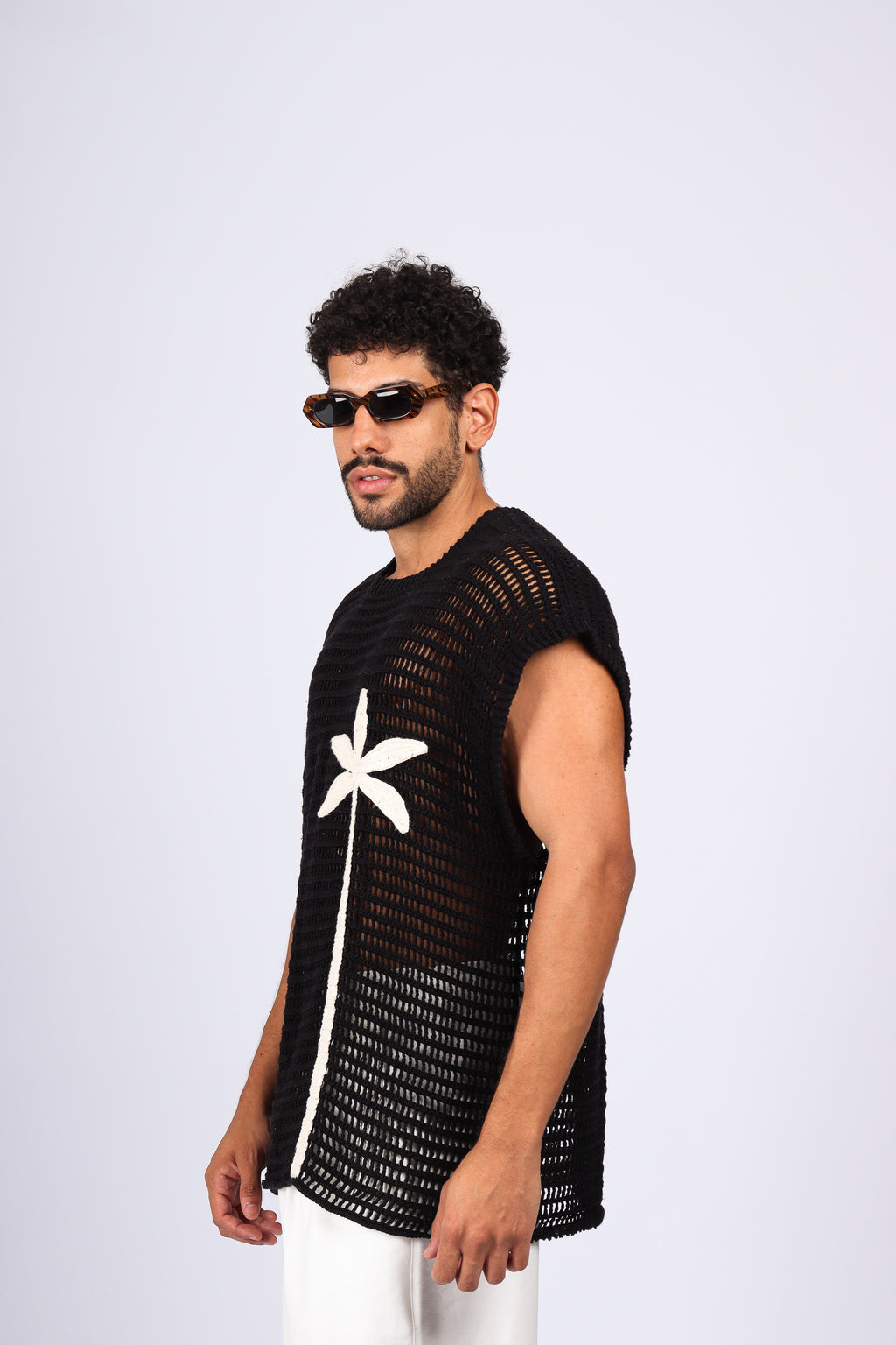 Camisa Regata Crochê Coqueiro Preta
