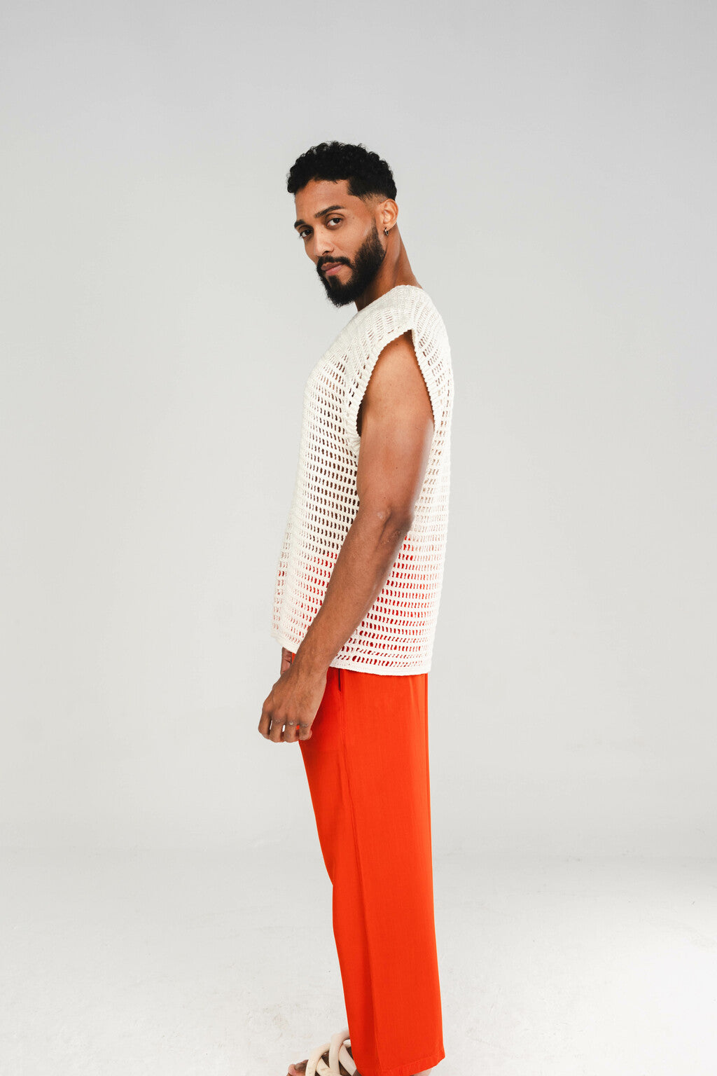 Camisa Regata Crochê Off White