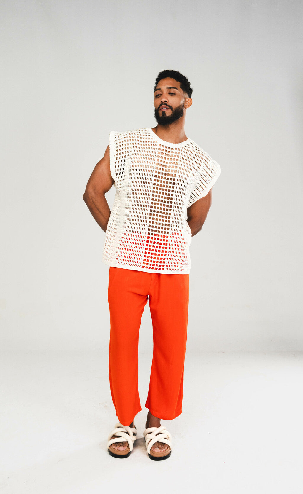Camisa Regata Crochê Off White