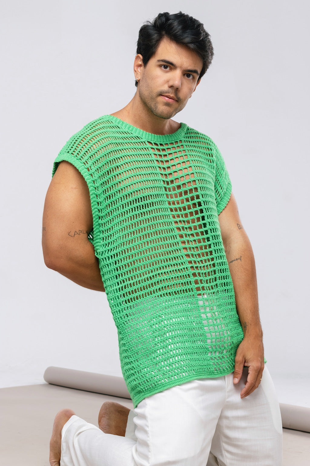 Camisa Regata Crochê Verde
