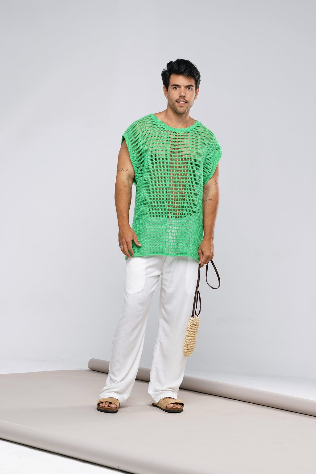 Camisa Regata Crochê Verde