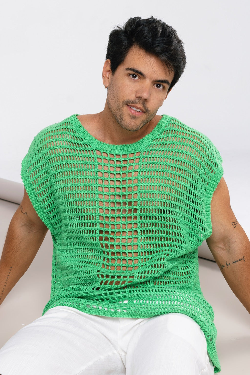 Camisa Regata Crochê Verde