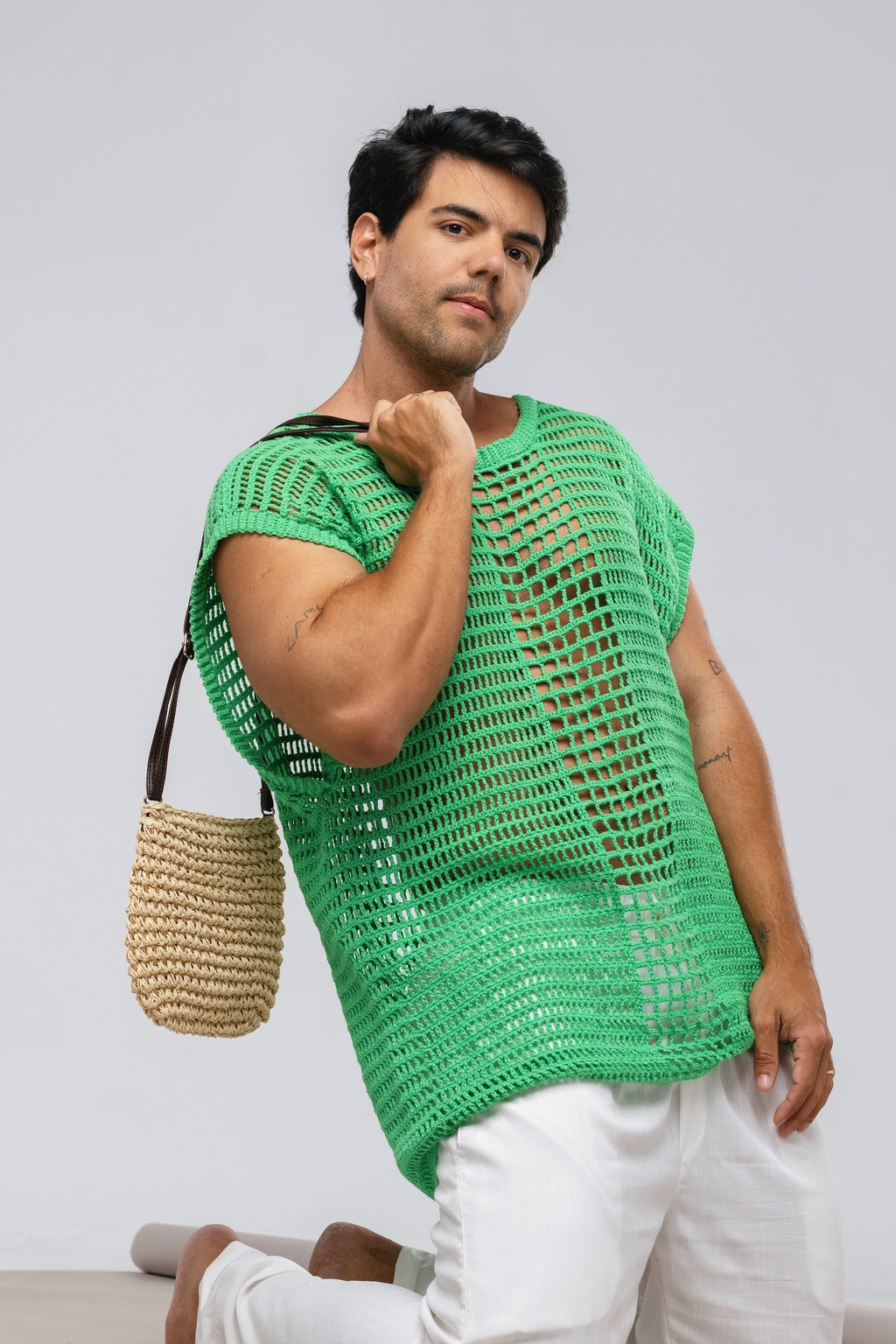 Camisa Regata Crochê Verde