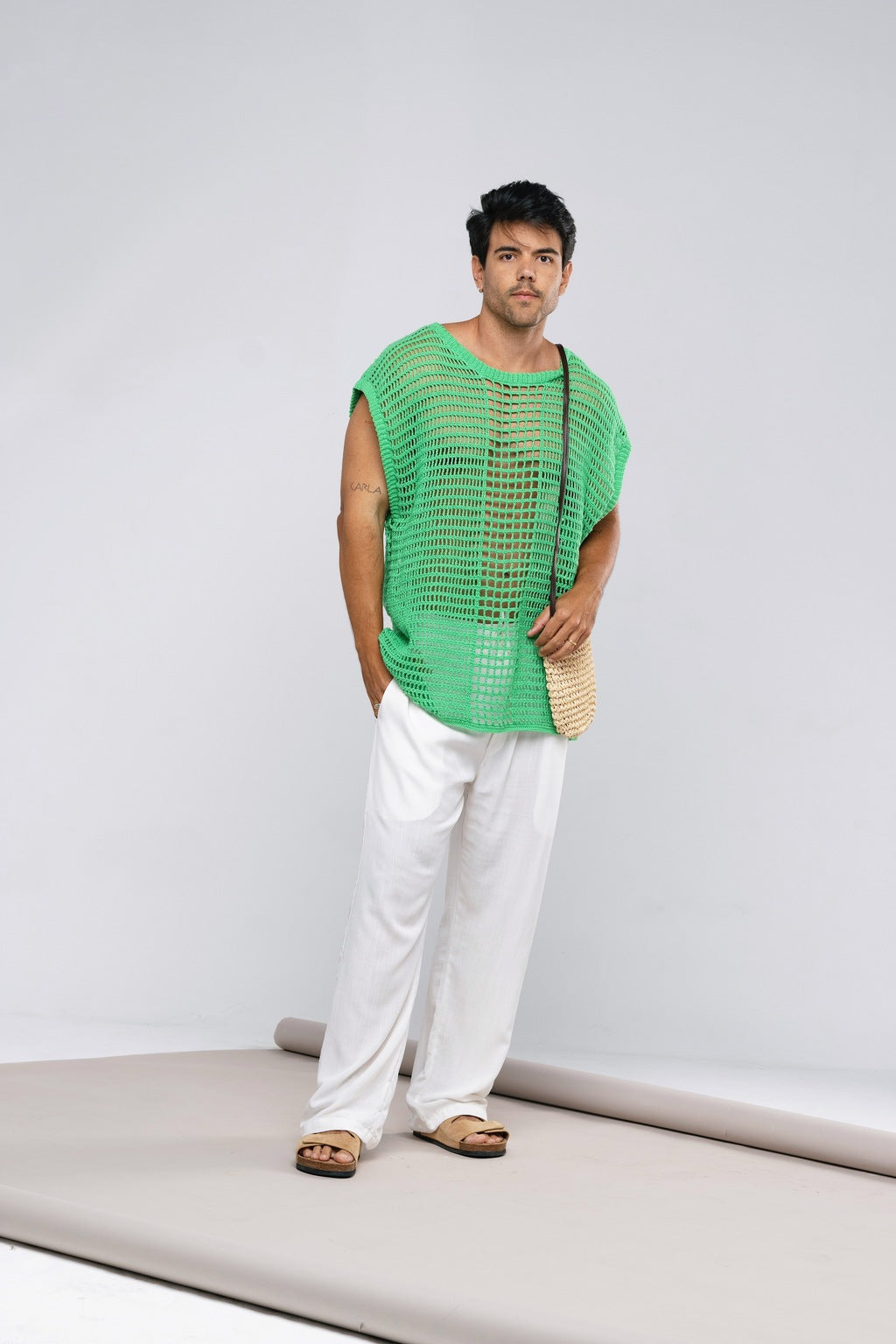 Camisa Regata Crochê Verde