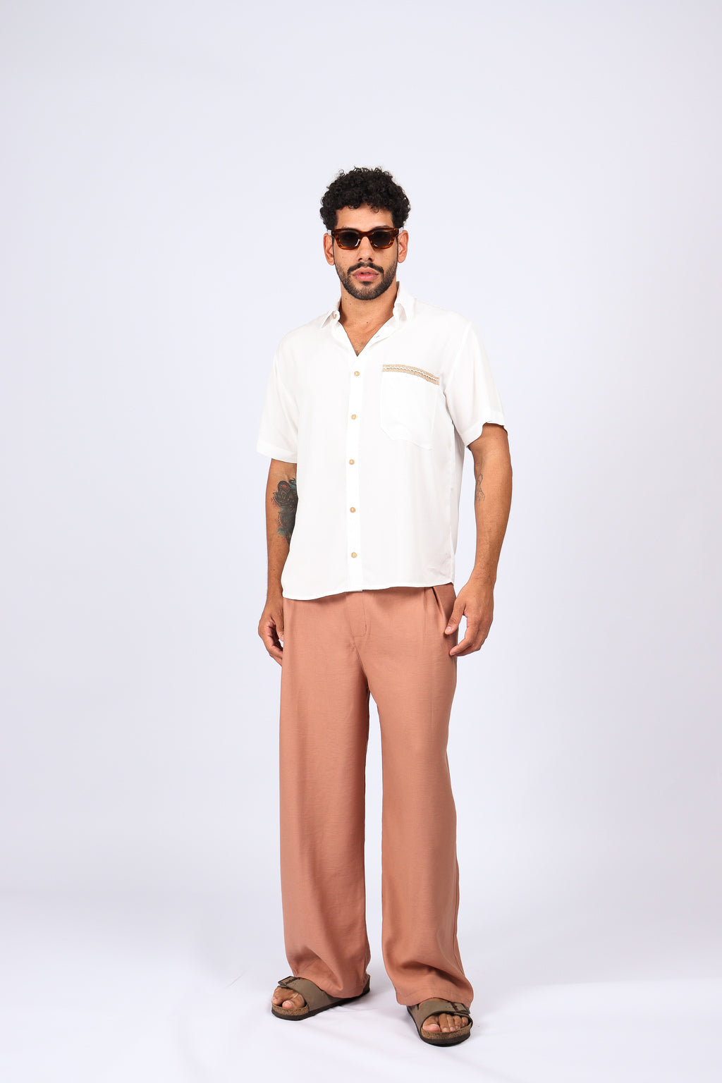 Camisa Viscose Bolso Detalhes Off White