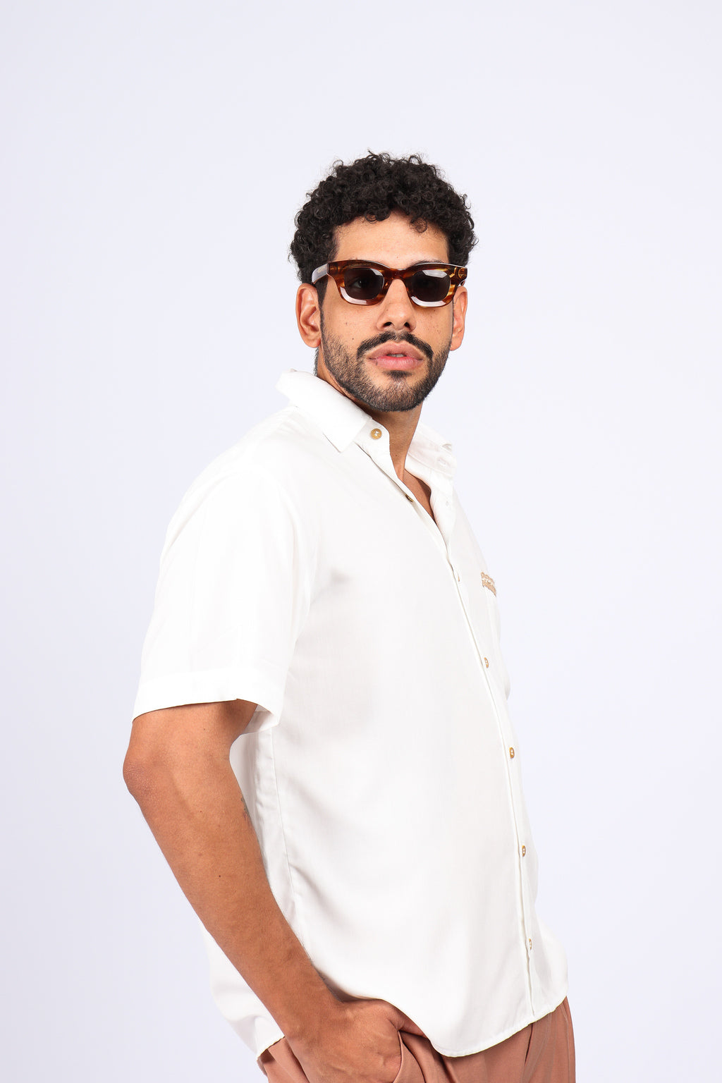 Camisa Viscose Bolso Detalhes Off White