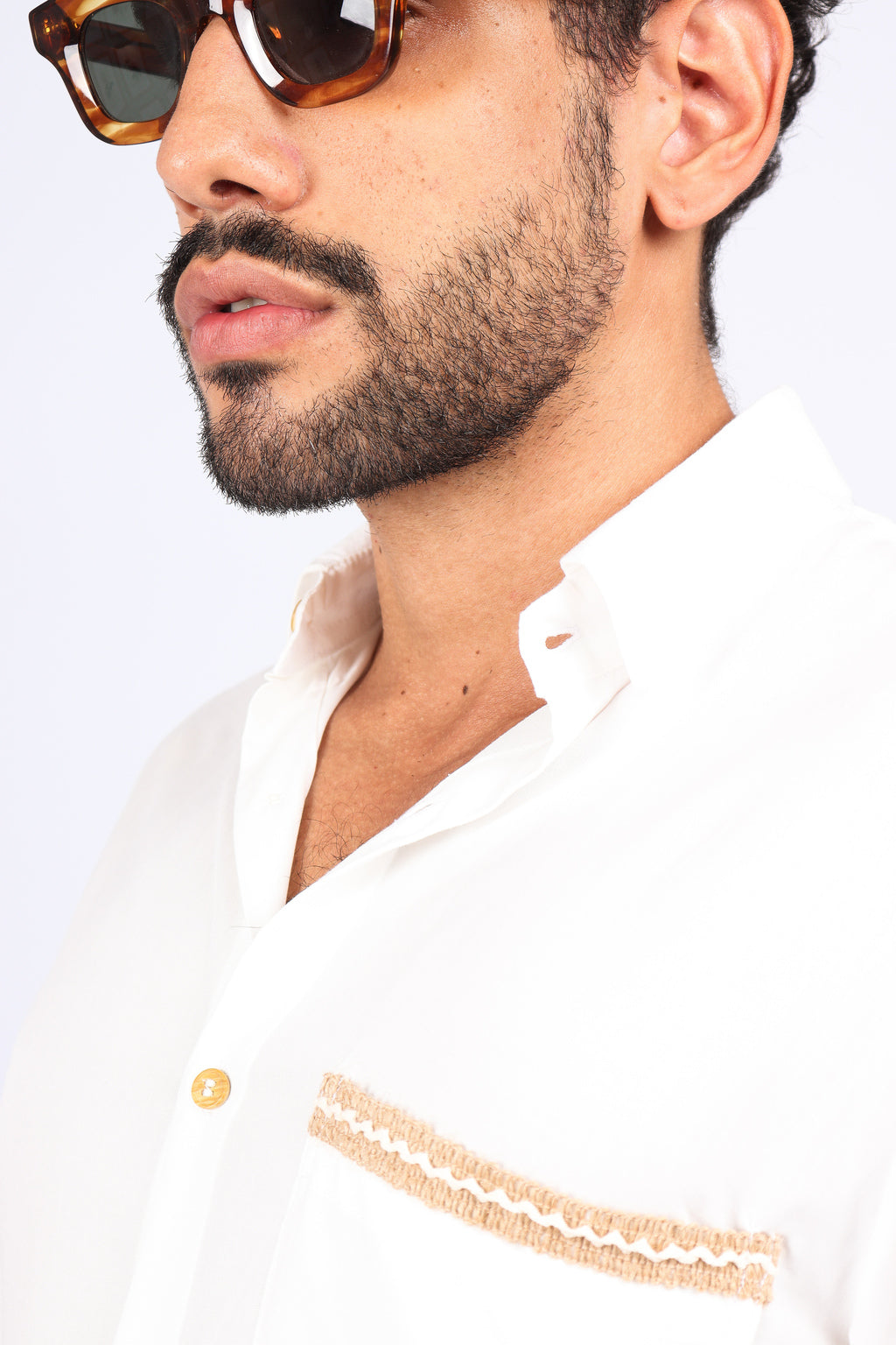 Camisa Viscose Bolso Detalhes Off White