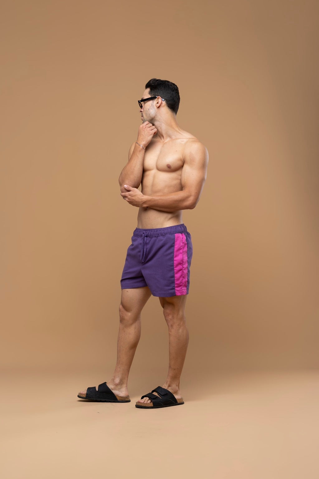 Short Linho Recorte Roxo