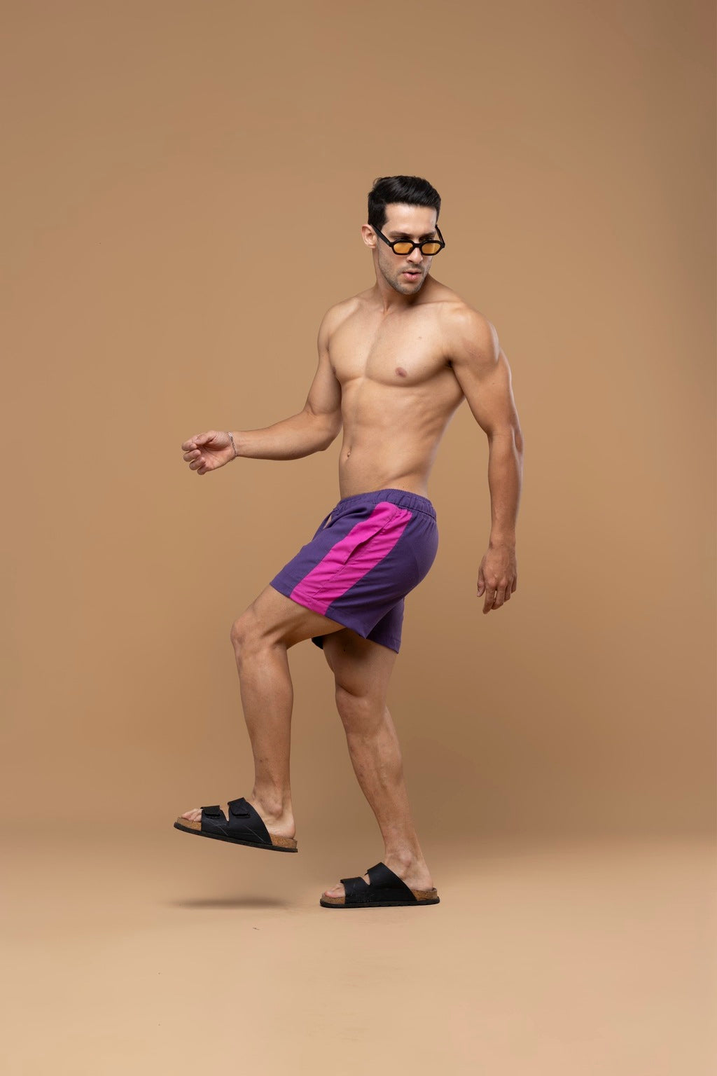 Short Linho Recorte Roxo