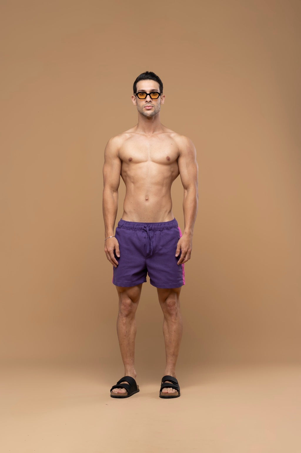 Short Linho Recorte Roxo