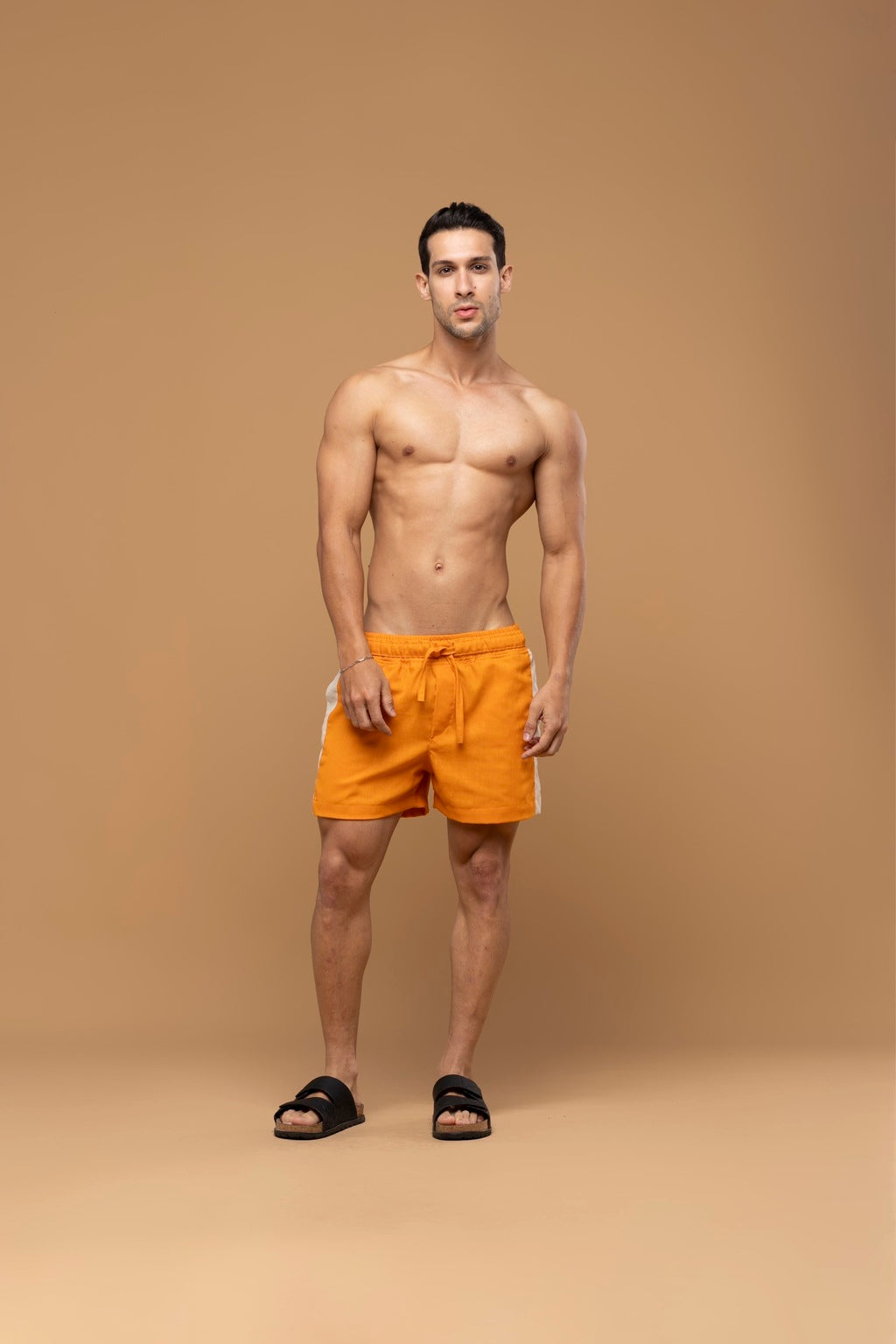 Short Linho Recorte laranja