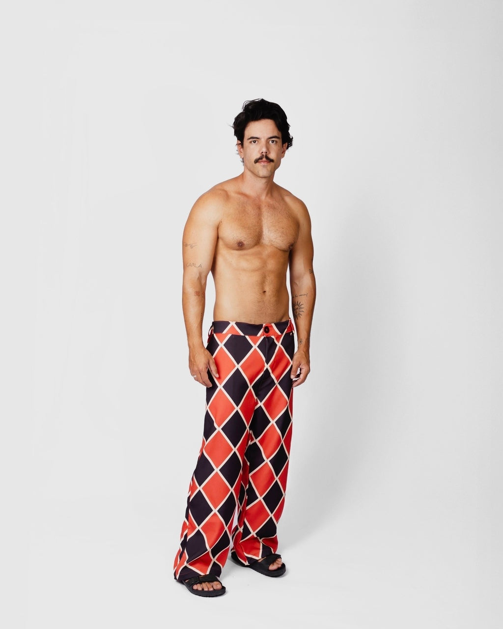 Calça Ampla Losango Preta