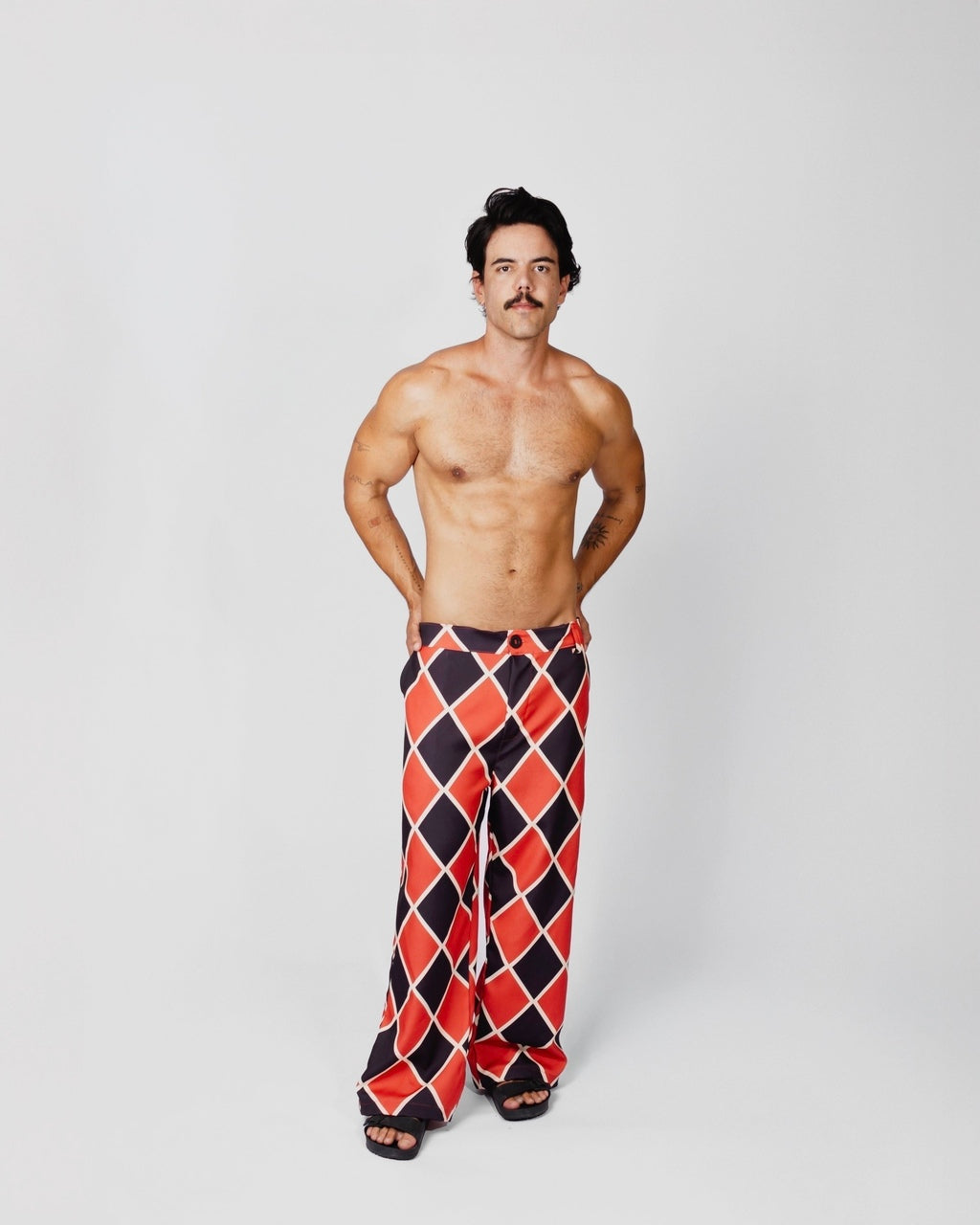 Calça Ampla Losango Preta