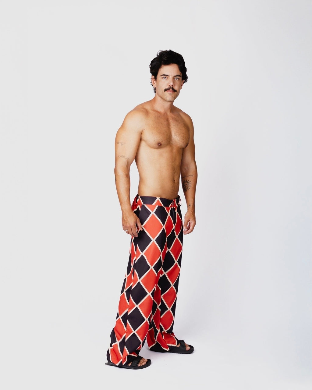 Calça Ampla Losango Preta